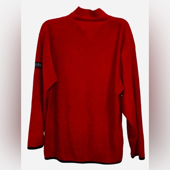 VTG 90s Tommy Hilfiger 1/4 Quarter Zip Mens Small Red Fleece Pullover Sweater - Picture 4 of 6